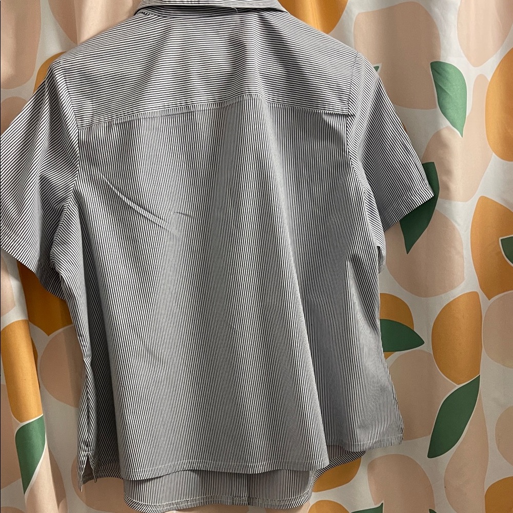 Karen Scott Black and White Striped Button Down Shirt - Picture 4 of 6